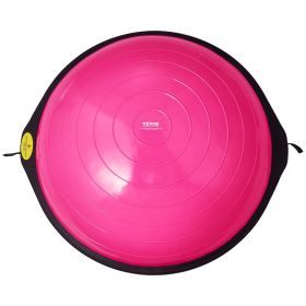 Half Exercise Ball Trainer, 26 inch Balance Ball Trainer, 1500lbs Capacity Stability Ball, Yoga Ball with Resistance Bands & Foot Pump (Top Non-Slip Texture: Wavy Pattern, Color: Pink)