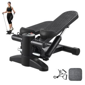 Stair Stepper, Mini Stepper for Exercise at Home, Hydraulic Fitness Stepper with Resistance Bands, Full Body Workout Cardio Equipment (Stride Adjustable or Not: No, Motion Mode: Up and Down Motion)